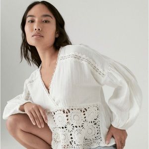 White Long Sleeve Crochet Top   Light weight